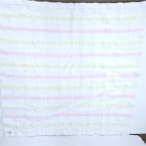 Churchill Weavers Baby Blanket Handloom Berea KY White Pink Yellow Stripes Soft